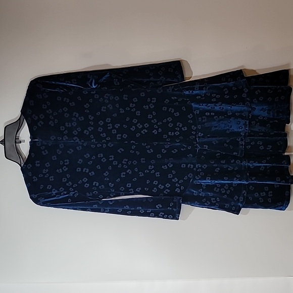 last price drop! DKNY Blue Velvet Layered Dress Crew Neck Velvety Party Dress - Picture 12 of 15